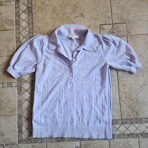 Loft Light Purple Puff Sleeve Sweater